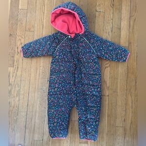 EUC Hanna Anderson Baby Print Insulated Snowsuit, 6-12mo Floral Print